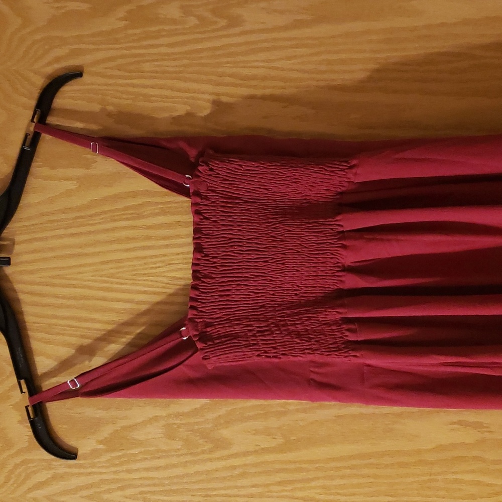 NWT Burgendy Tie Front Fit and Flare Button Down Sundress - Picture 6 of 11